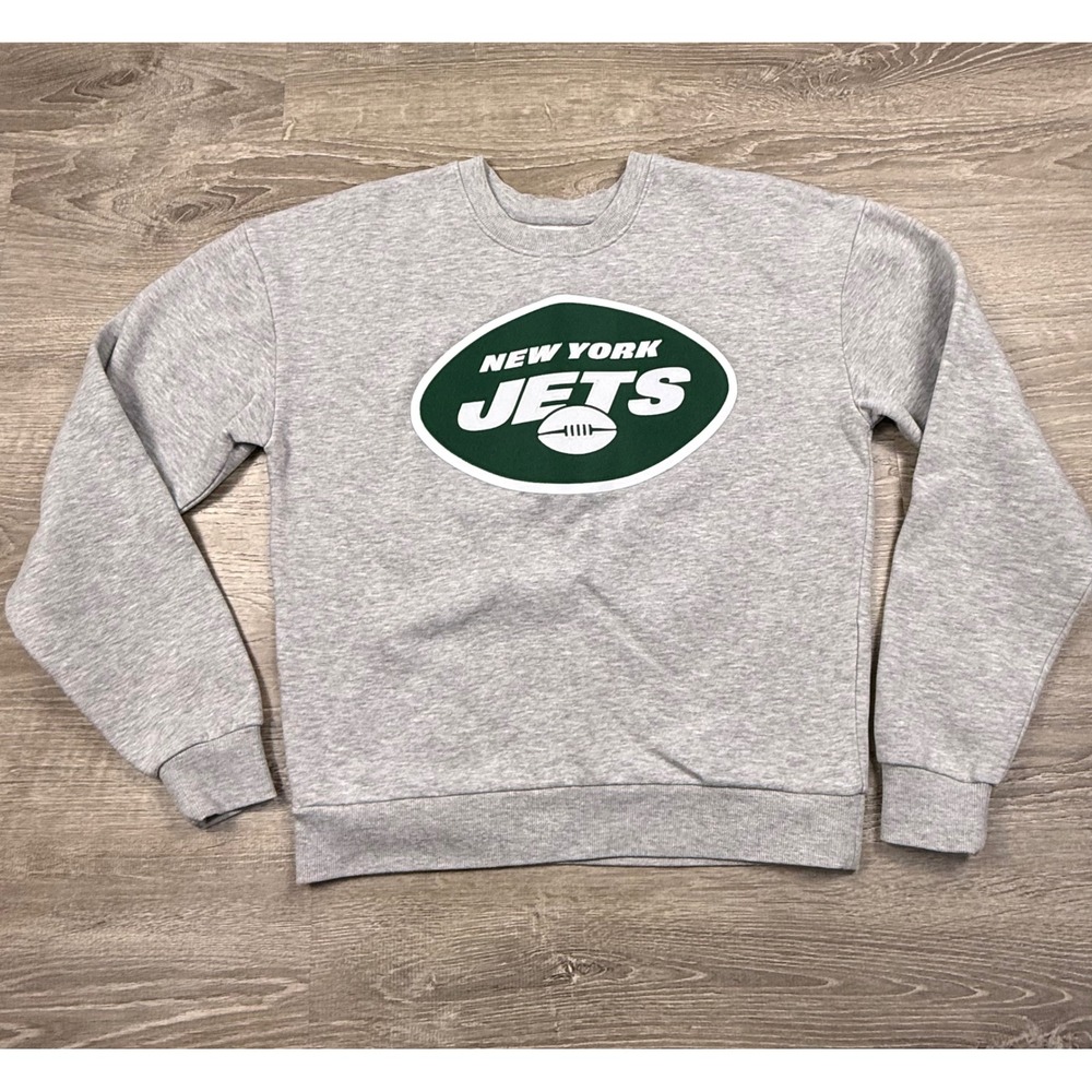 Antigua NFL New York Jets Womens Heather Gray Crewneck Sweatshirt Medium